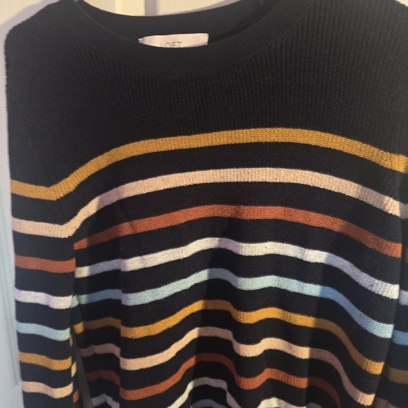 LOFT Navy Multicolor Striped Sweater - Picture 2 of 4